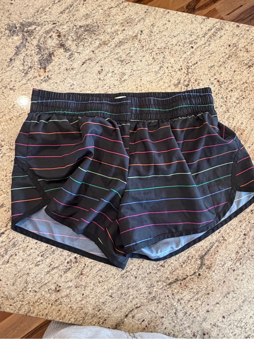 Danskin Black Athletic Shorts with Multicolor Stripe